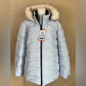 Nautica Light Blue Faux Fur Hooded Puffer Coat – Woman’s XXL – NWT